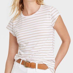 Universal Thread Cotton Striped Cap Sleeve Slim Tshirt NWT XS